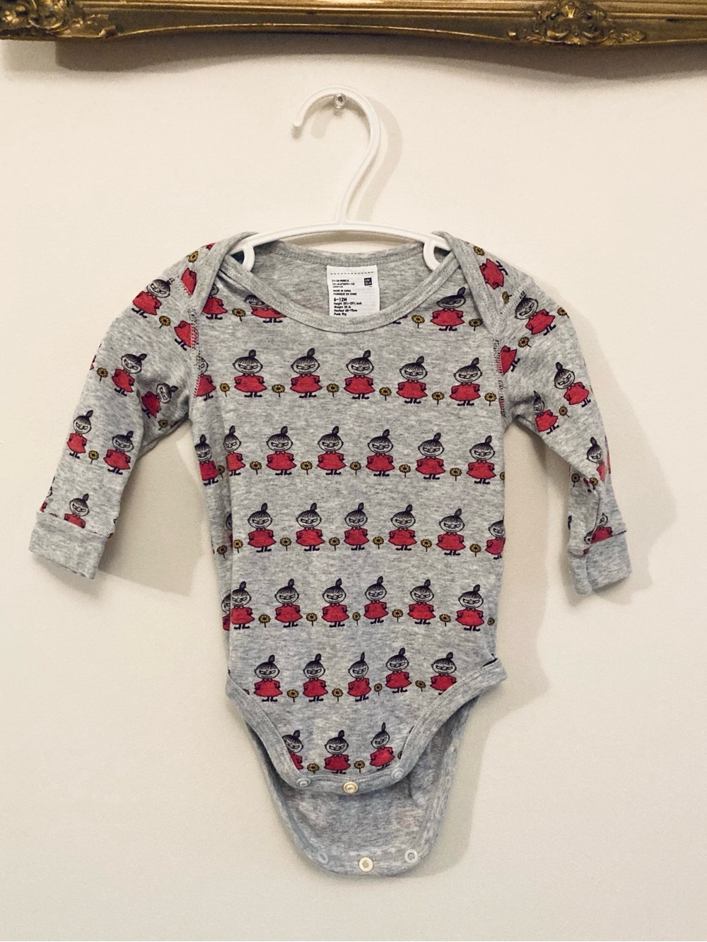 Uniqlo Baby Moomin Little My Gray Long-Sleeve Bodysuit